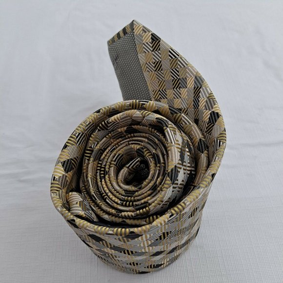 Men's Neck Tie 3.5 Inch Gold Yellow Green Silver necktie Giorgio Brutini - Picture 7 of 8